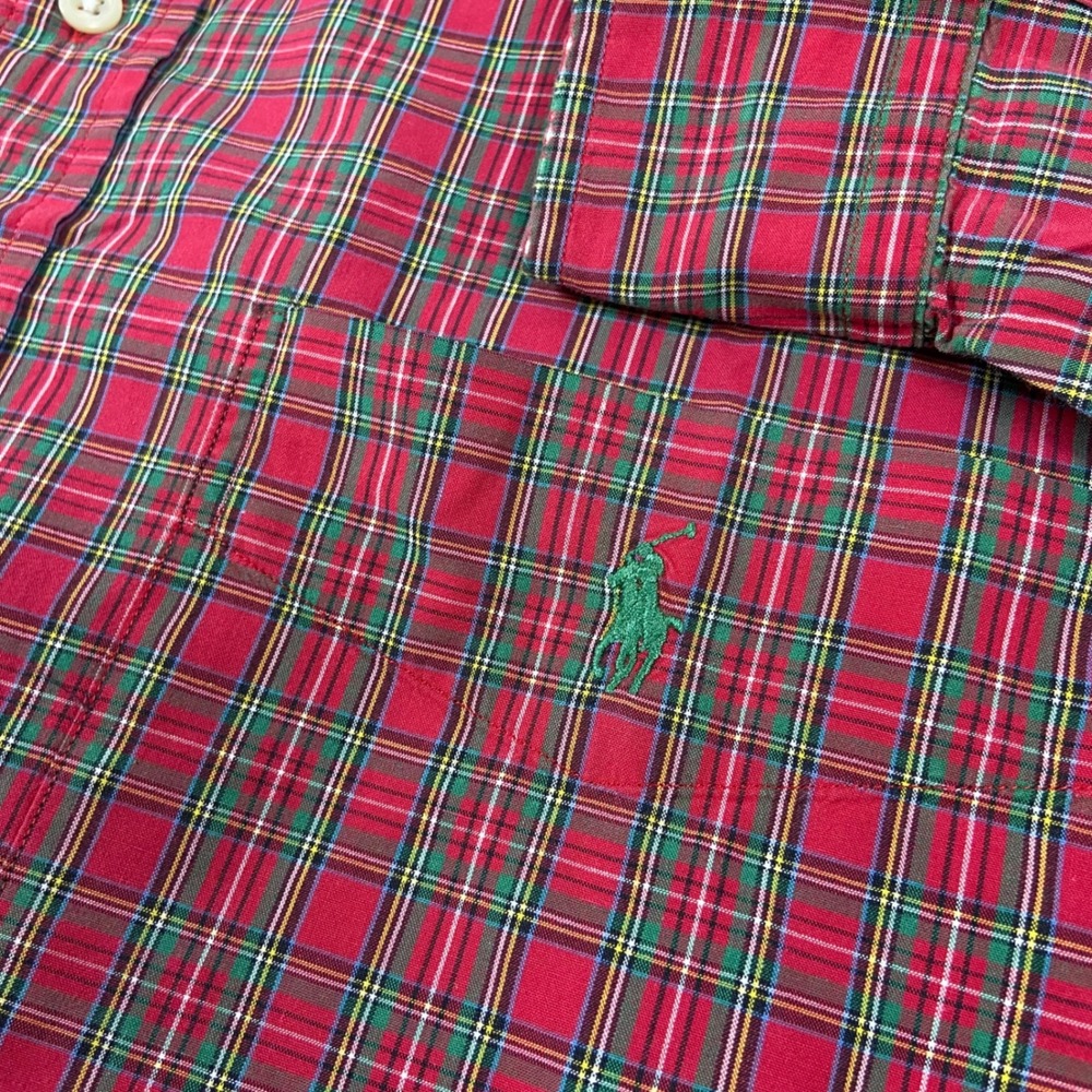 Ralph Lauren Bartlett Men's XL Red Green Plaid Button Down Shirt‎ Long Sleeve - Picture 4 of 7